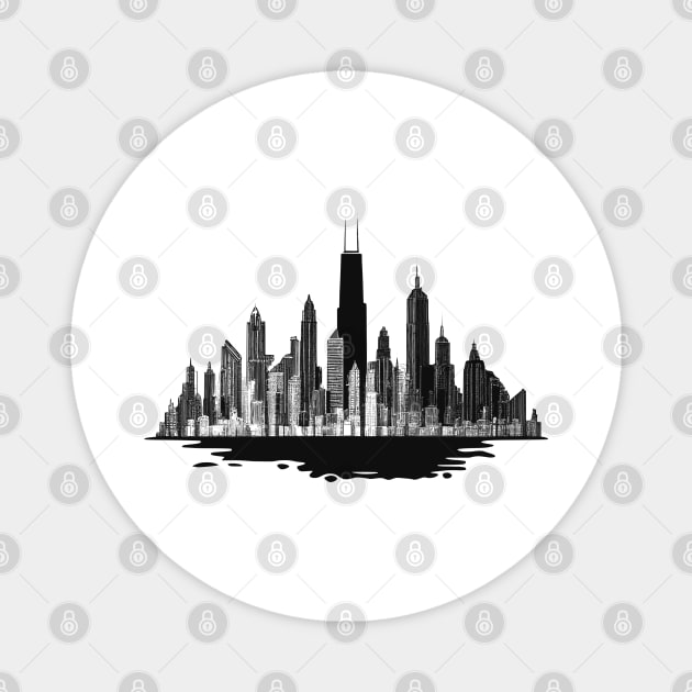 Abstract Chicago Cityscape Magnet by HappyDigital